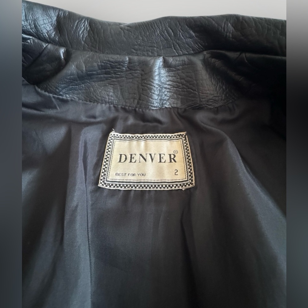 DENVER Corp. Vintage Faux Leather Double-breasted Trench Coat - Picture 7 of 10